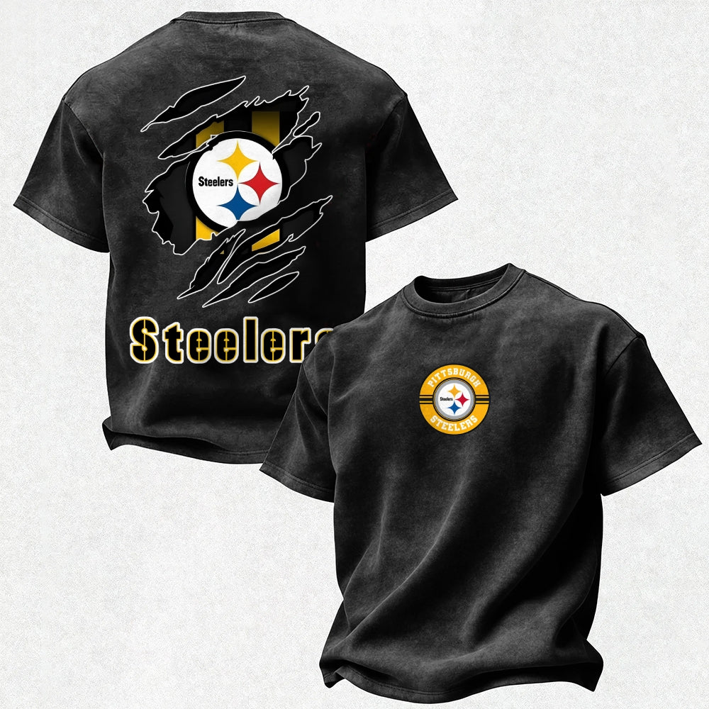 Pittsburgh Steelers Printed Unisex 100% Pure Cotton Washed T-Shirt Main image