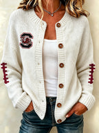 Women'S Football Printed Knitted Cardigan