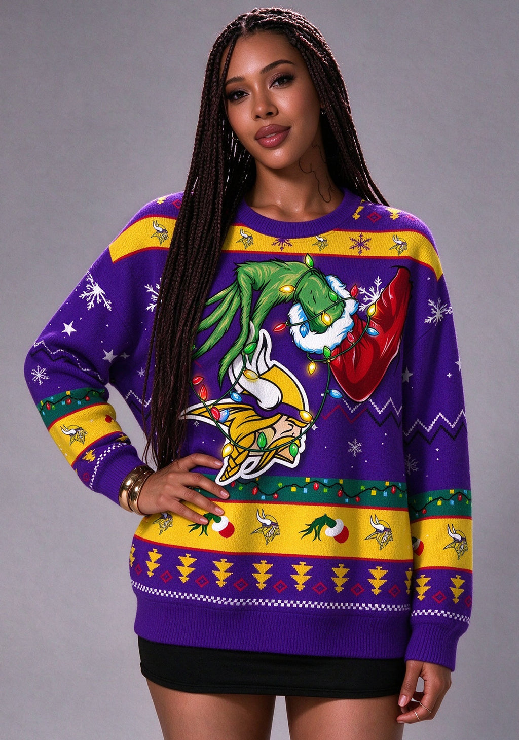 Grinch Minnesota Vikings Logo Ugly Christmas Sweatshirt