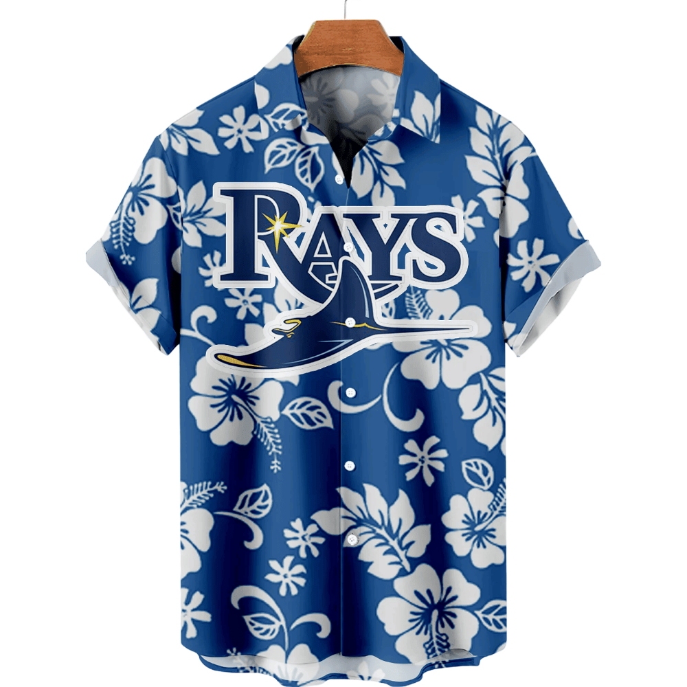 Summer Tropical Tampa Bay Rays Hibiscus Fan Hawaiian Shirt