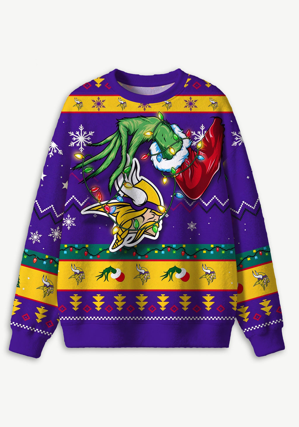 Grinch Minnesota Vikings Logo Ugly Christmas Sweatshirt