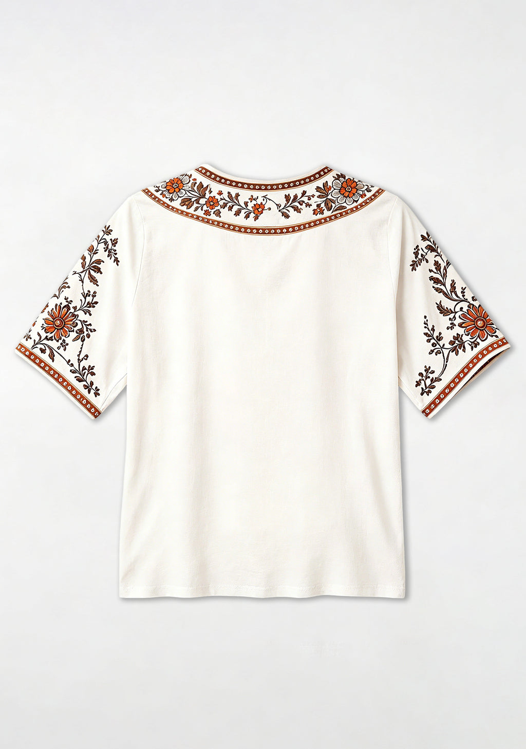 Boho Orange Floral Cleveland Browns V-Neck Blouse