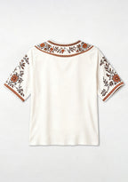 Boho Orange Floral Cleveland Browns V-Neck Blouse