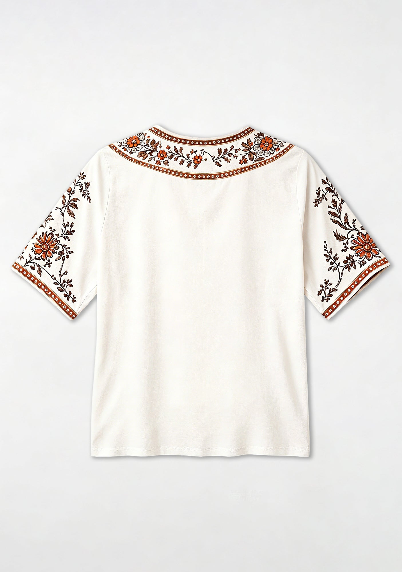 Boho Orange Floral Cleveland Browns V-Neck Blouse