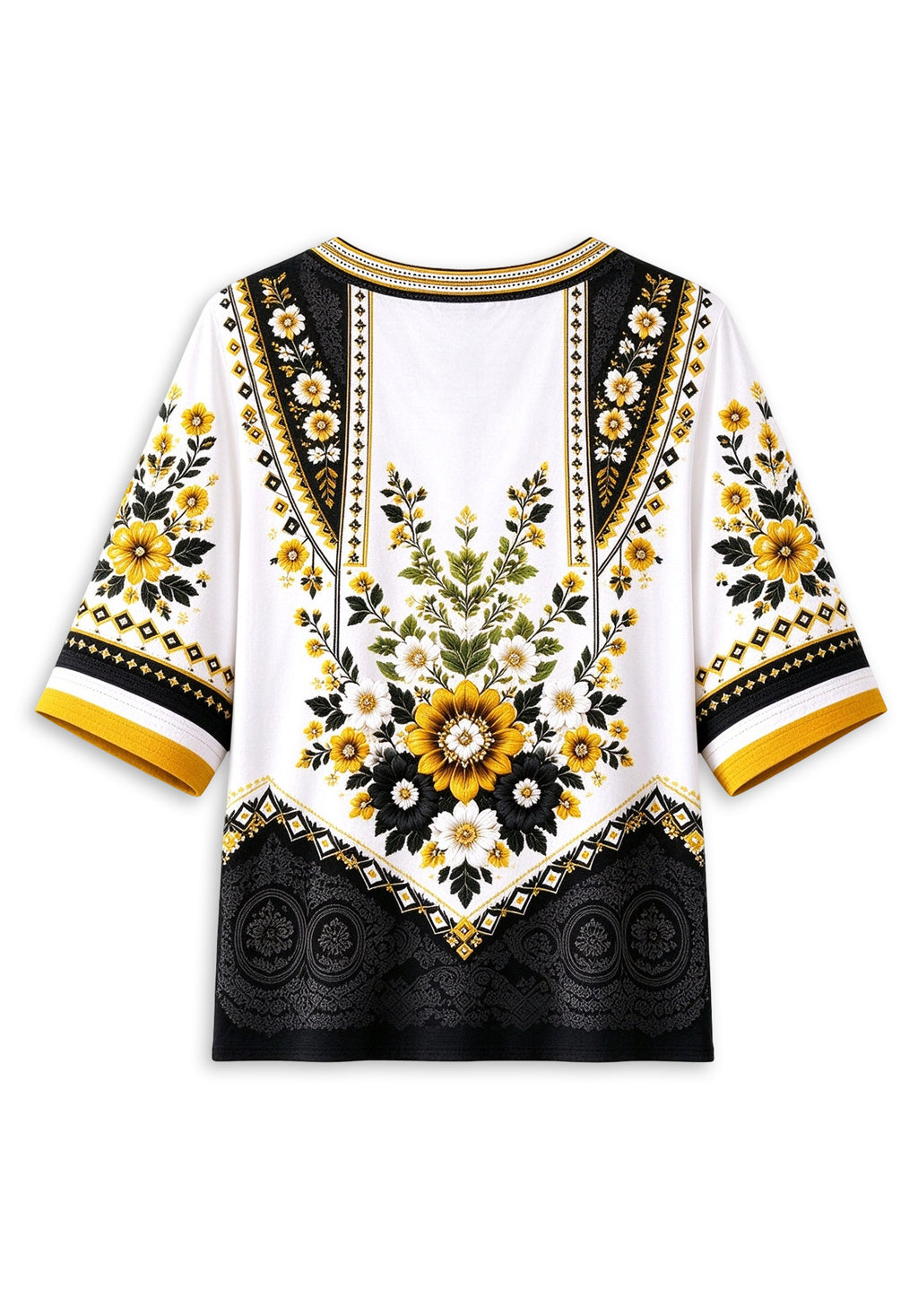 Women’s Pittsburgh Steelers Boho Floral V-Neck 3/4 Sleeve Shirt