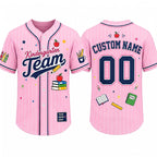 Personalized Team School Stuff Preppy Stripes Teacher Baseball Jersey
