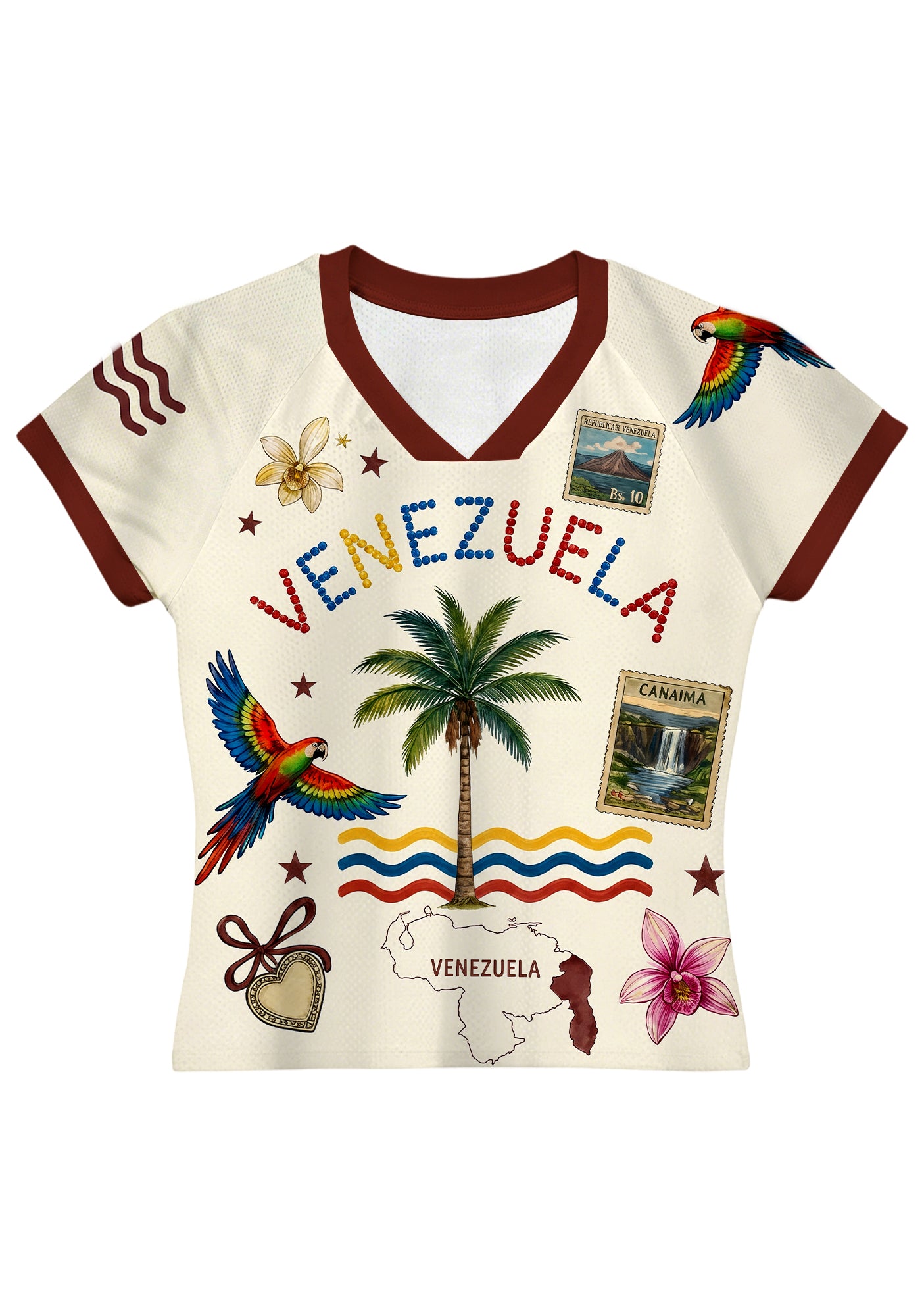 Tropical Venezuela Parrot Stamp Travel Baby Tee Main image