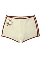 Cream Burgundy Trim Floral Number 10 Booty Shorts