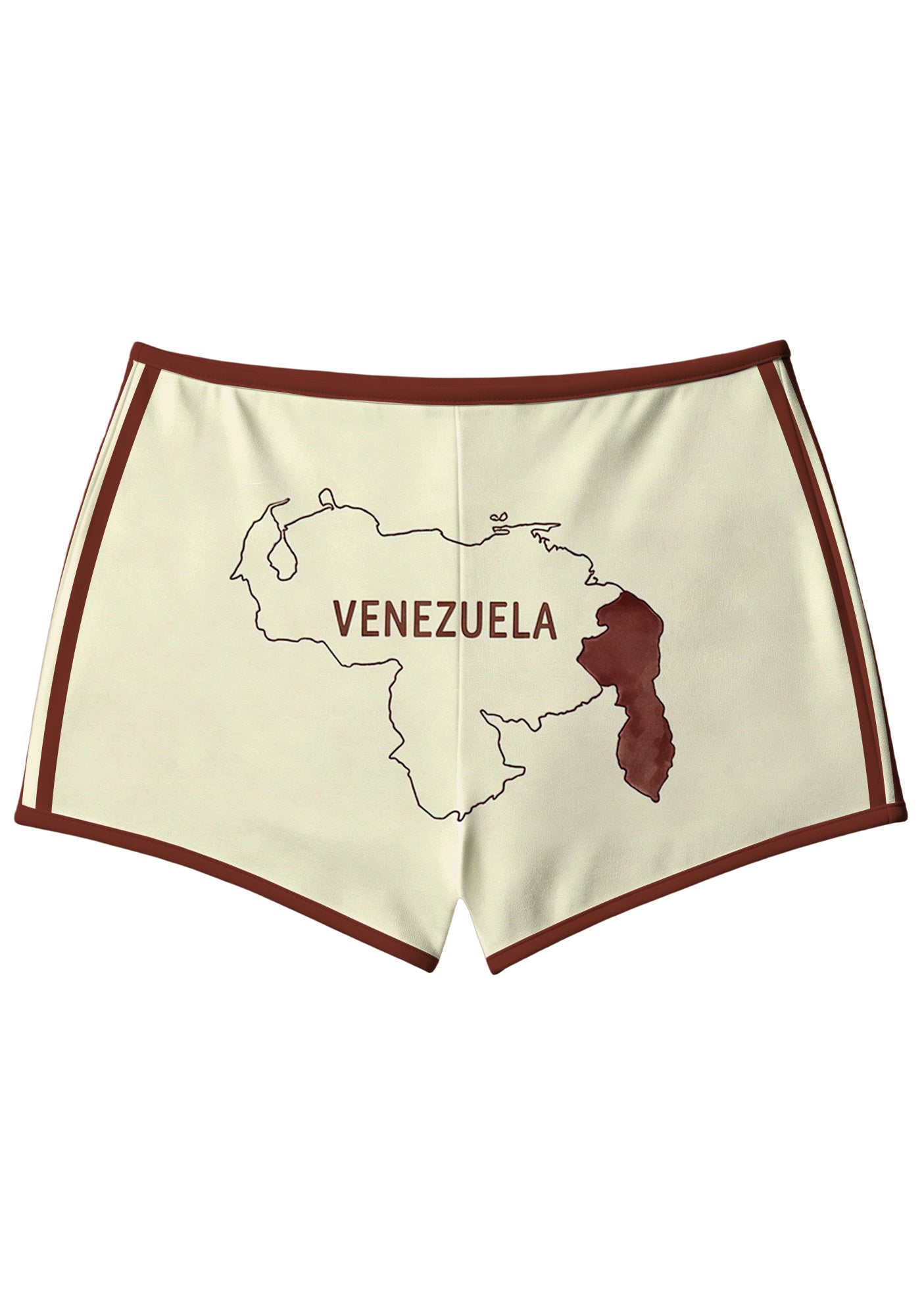 Cream Burgundy Trim Floral Number 10 Booty Shorts Secondary image