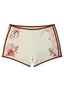 Cream Burgundy Pink Orchid Floral Number 58 Booty Shorts
