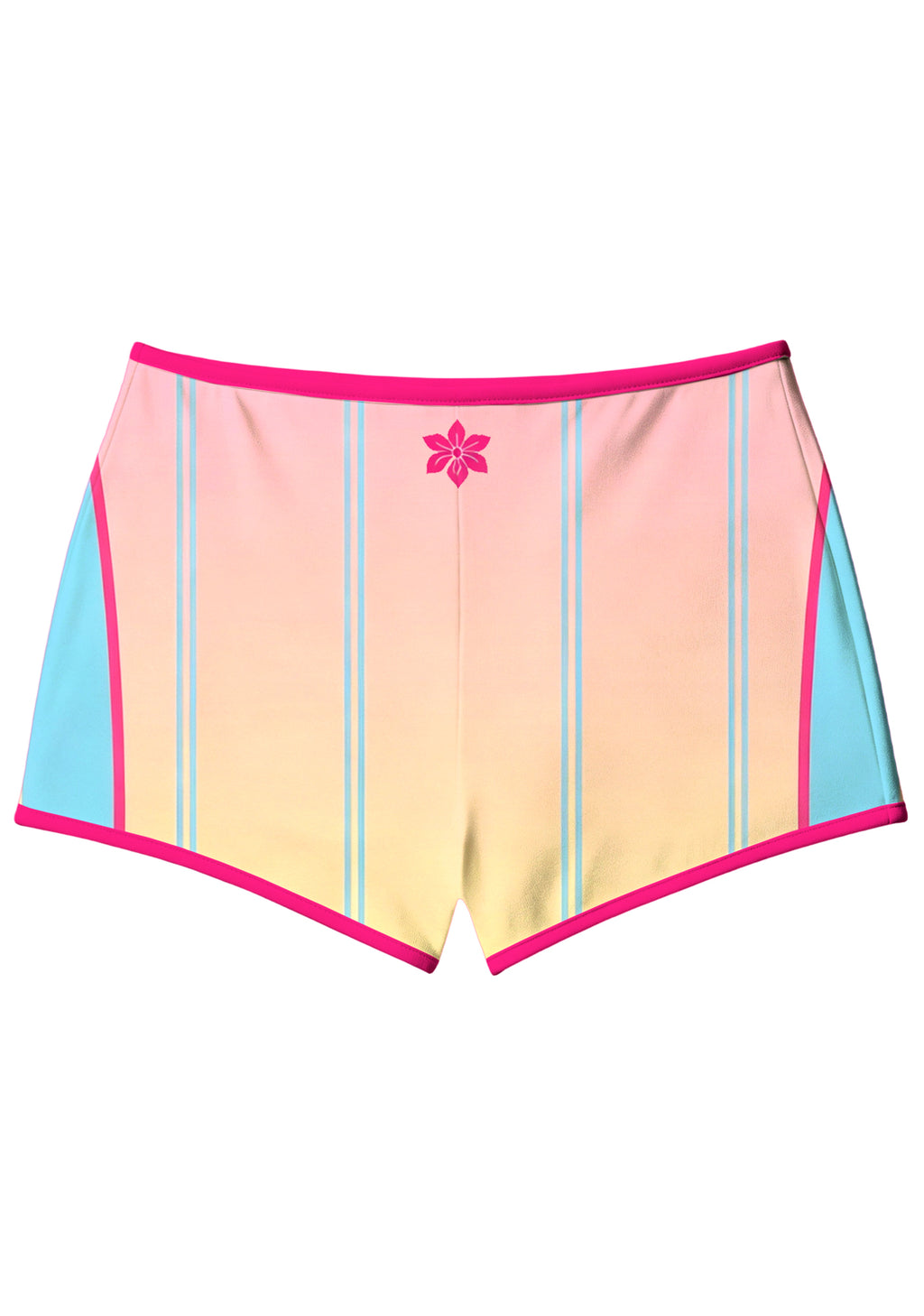 Pastel Pink Yellow Gradient Striped Number 58 Booty Shorts
