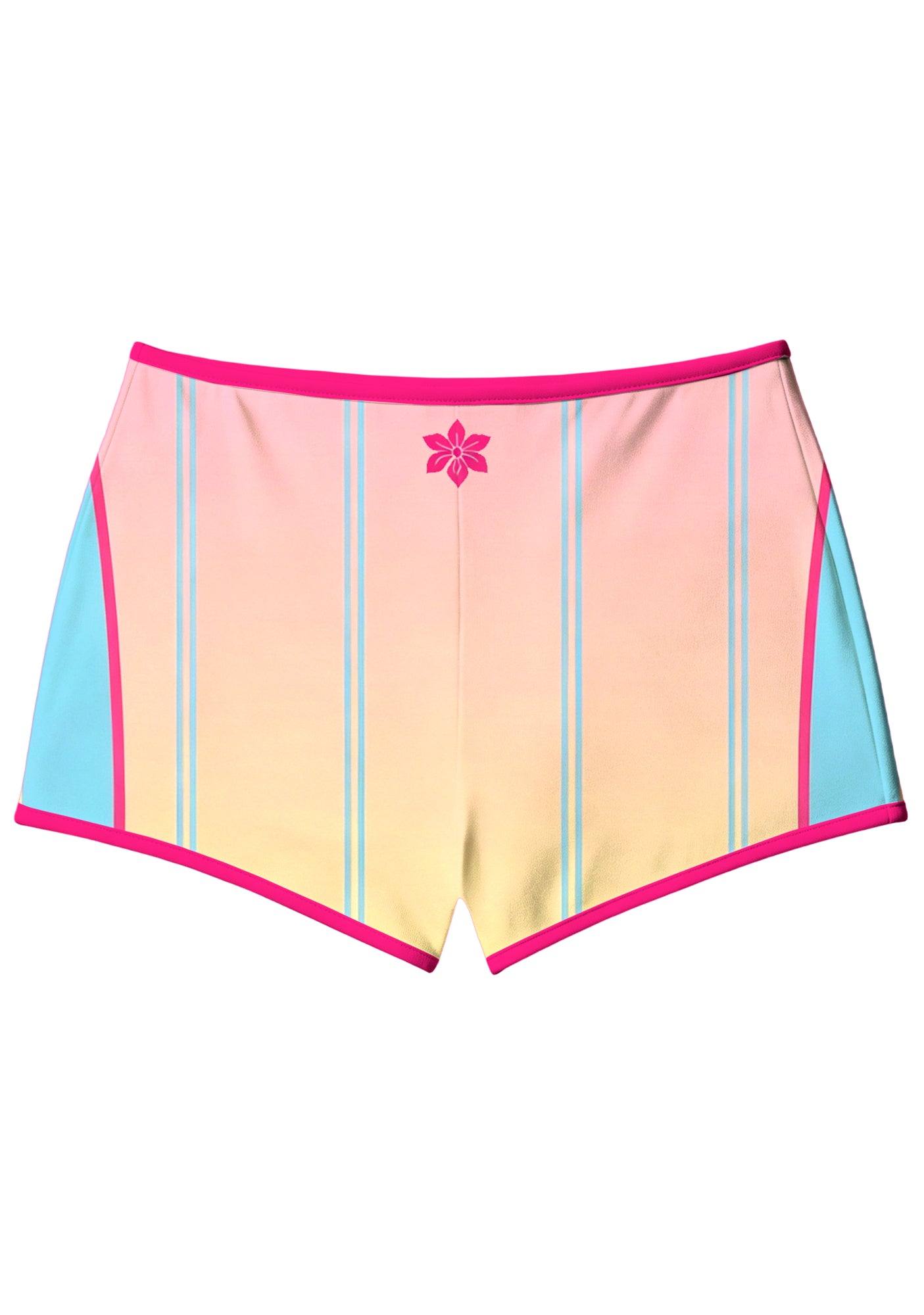 Pastel Pink Yellow Gradient Striped Number 58 Booty Shorts