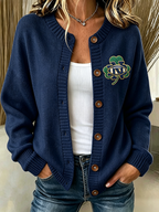 Women'S Casual Football Plant Knitted Cardigan Top