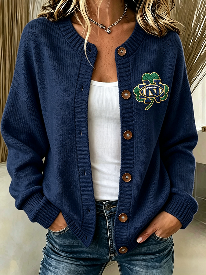 Women'S Casual Football Plant Knitted Cardigan Top