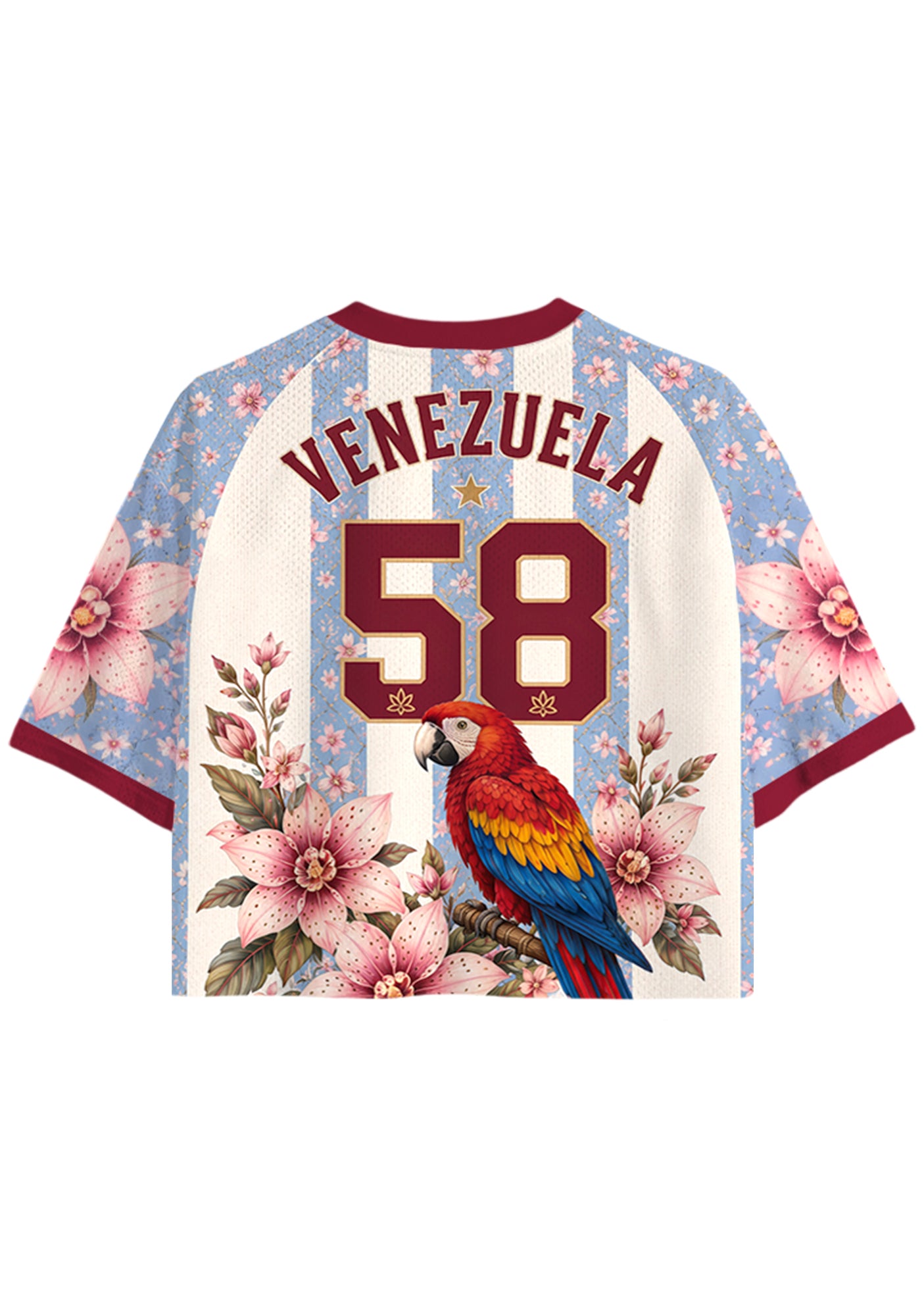 Venezuela Inspired Floral Cropped Jersey Shirt Secondary image