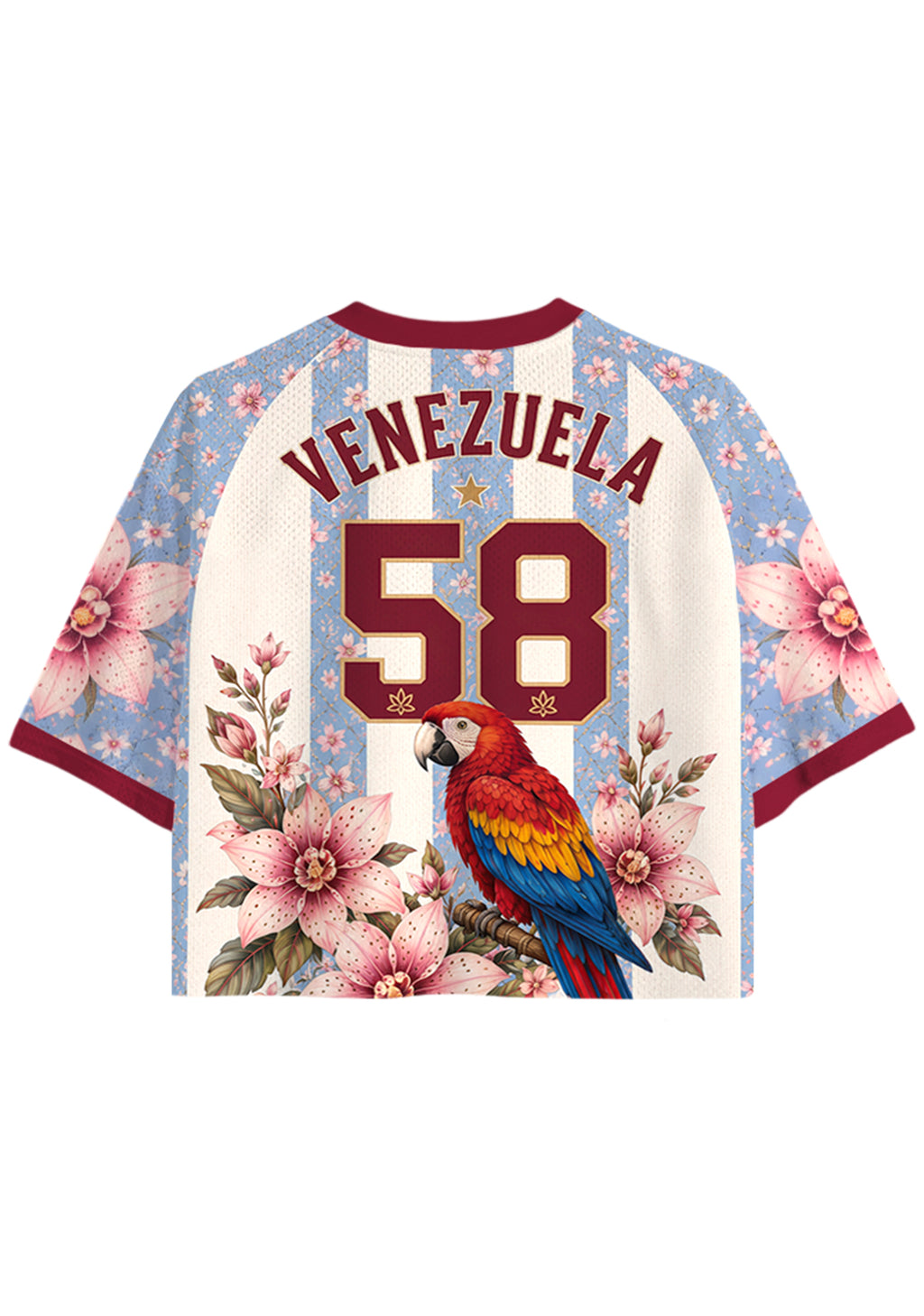 Venezuela Inspired Floral Cropped Jersey Shirt
