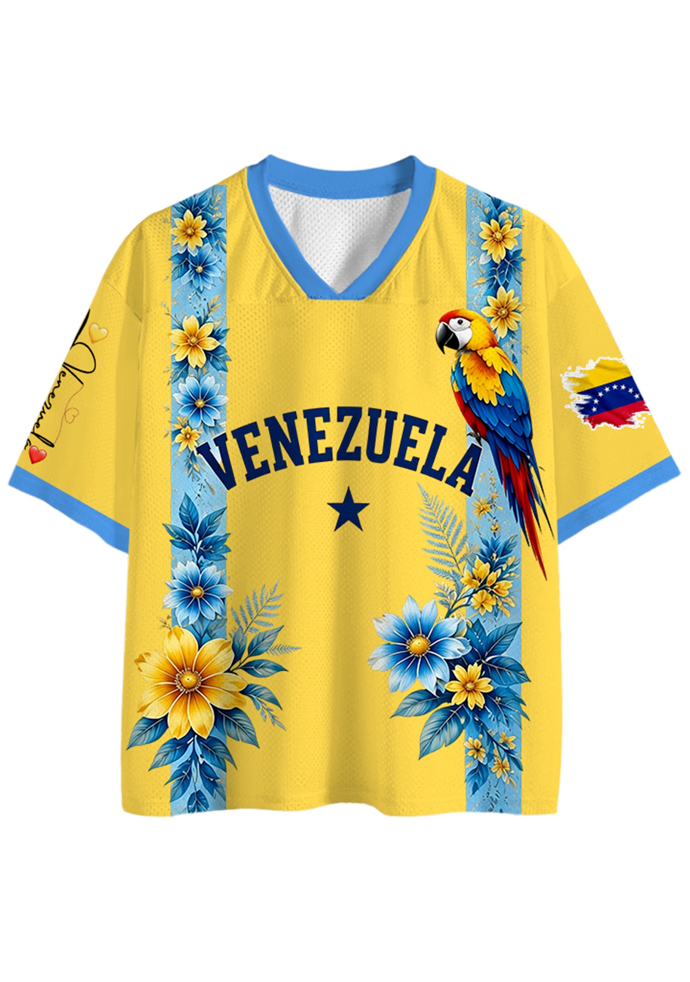 Venezuela Inspired Tropical Parrot Floral Mesh Jersey Shirts Main image