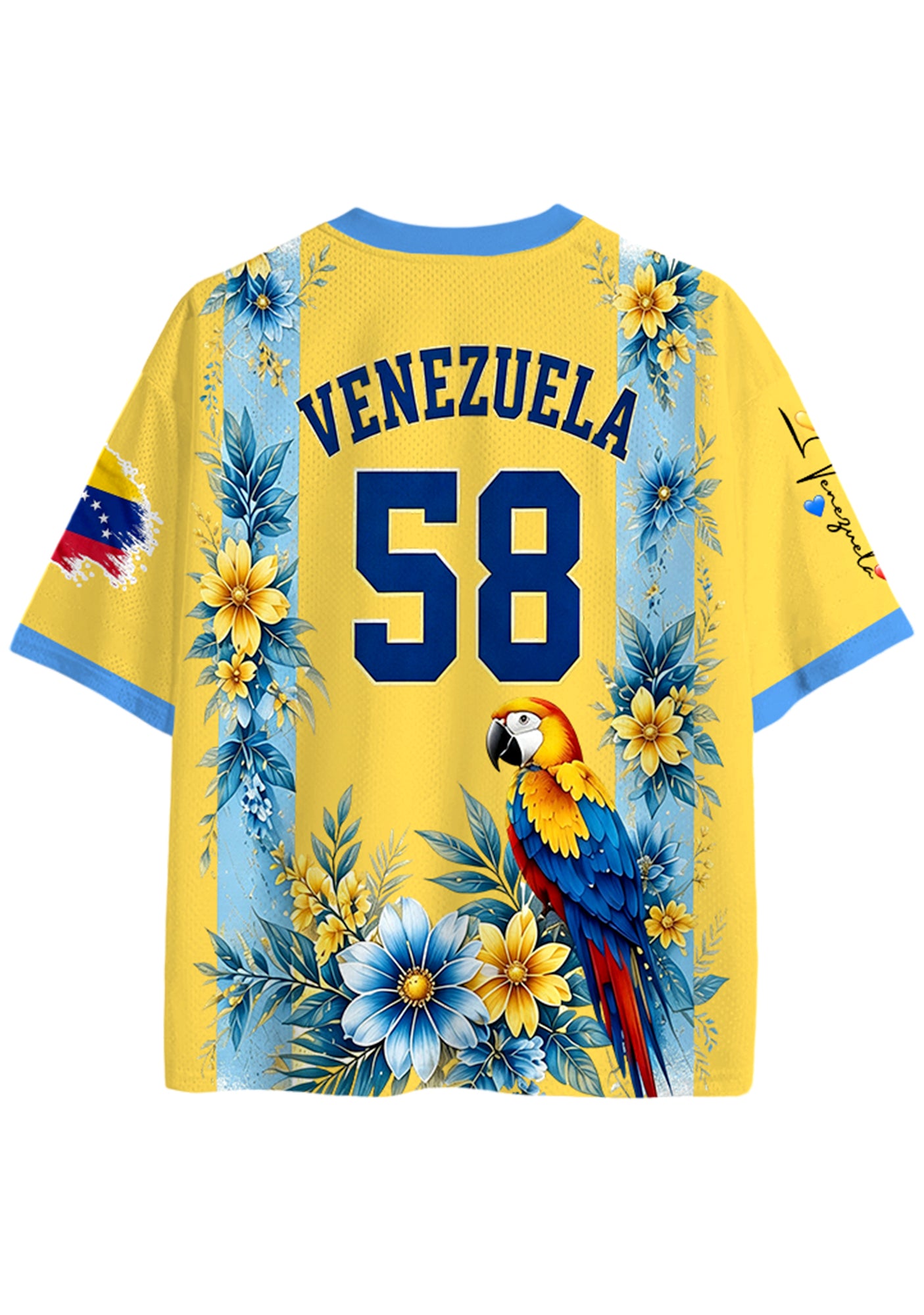 Venezuela Inspired Tropical Parrot Floral Mesh Jersey Shirts Secondary image