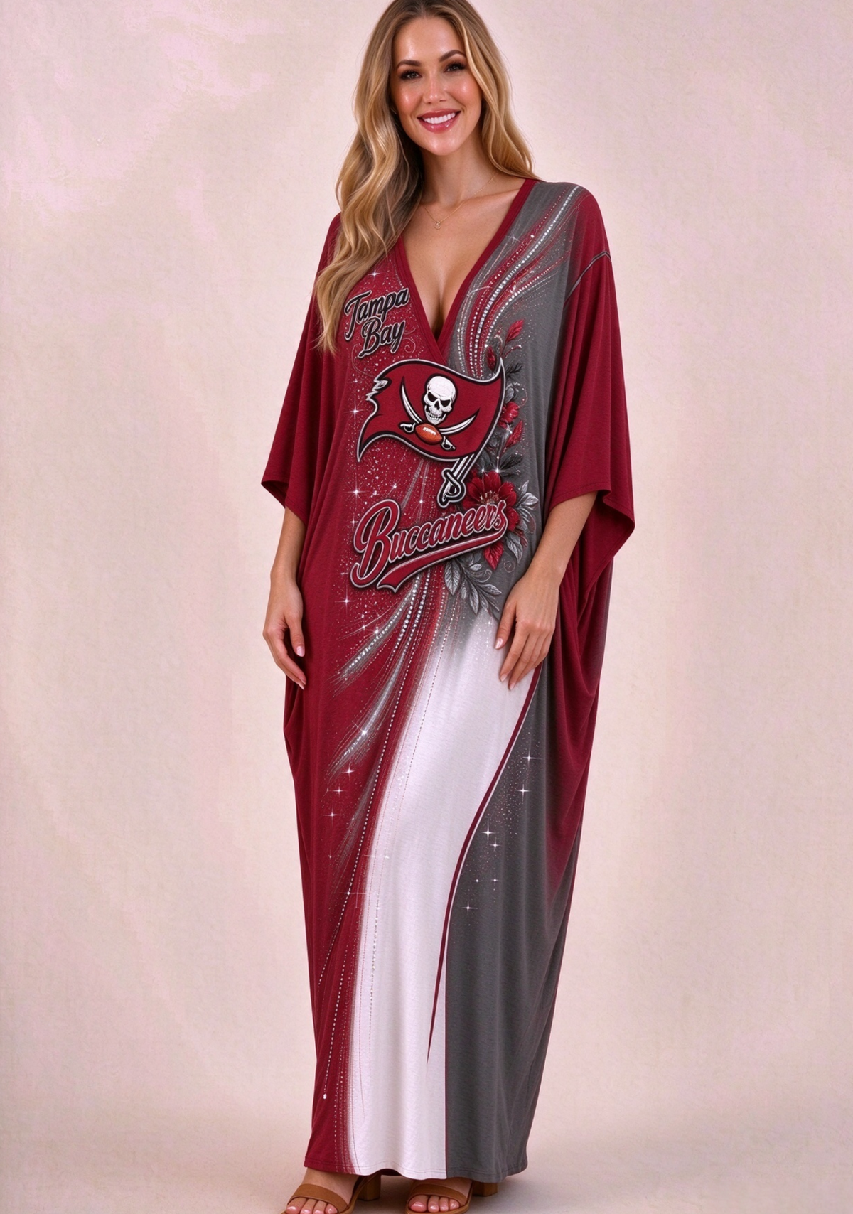 Women's Tampa Bay Buccaneers Floral V-Neck Kaftan Maxi Dress Main image