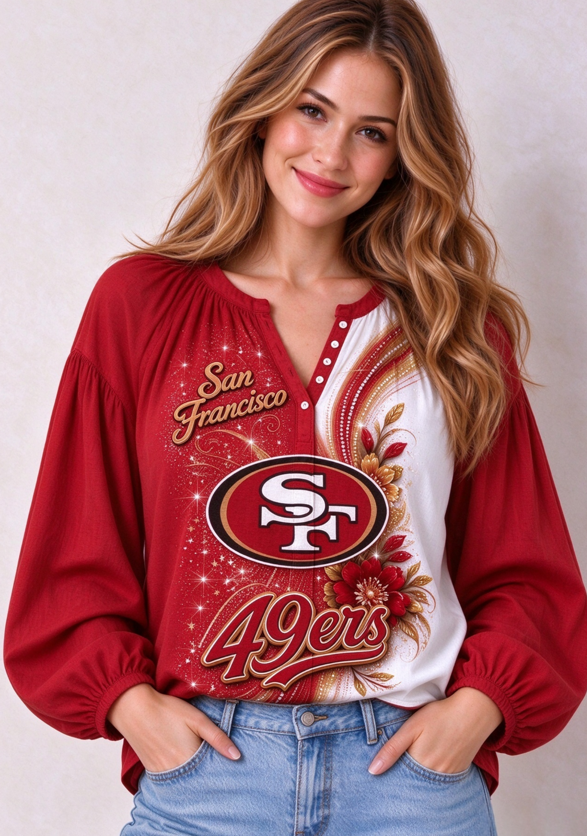Women’s San Francisco 49ers Floral Game Day Fan Long Sleeve Shirt Main image