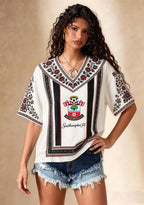 Southampton Folk Floral V-Neck Blouse