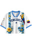 Tropical Parrot Venezuela Floral Print White Cropped Jersey Shirt