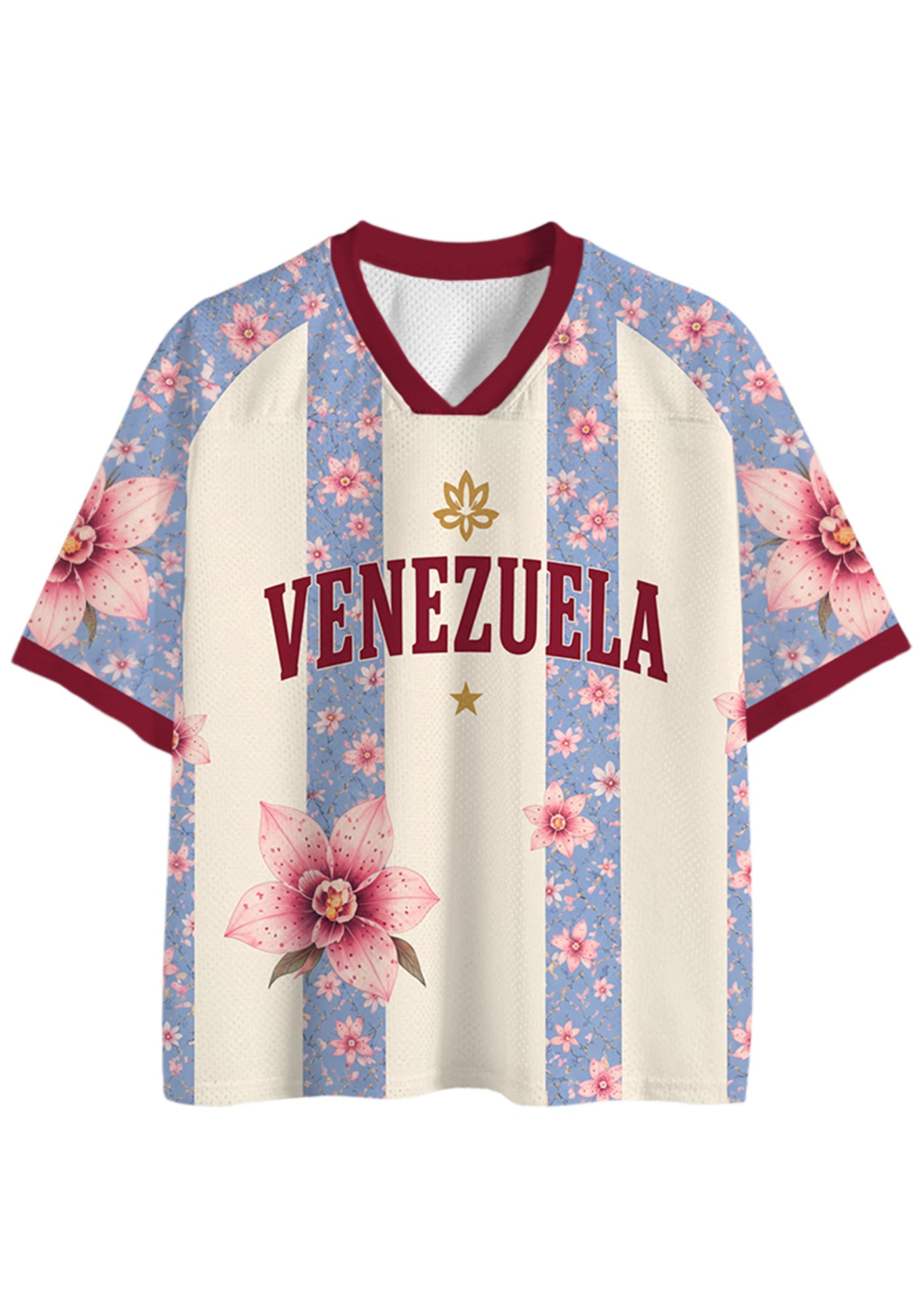Venezuela Inspired Floral Mesh Jersey Shirts Main image