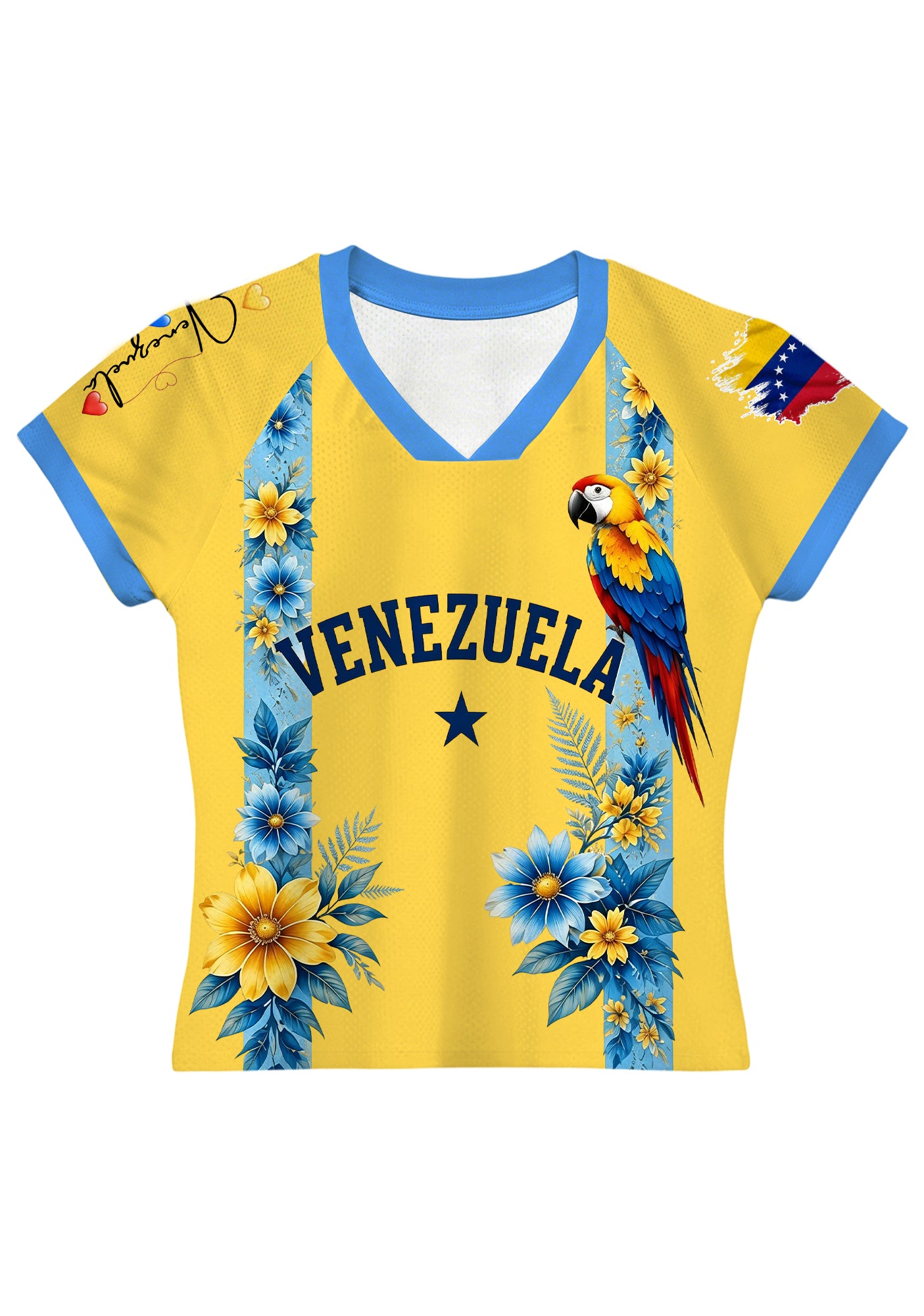 Venezuela Inspired Tropical Parrot Floral Baby Tee