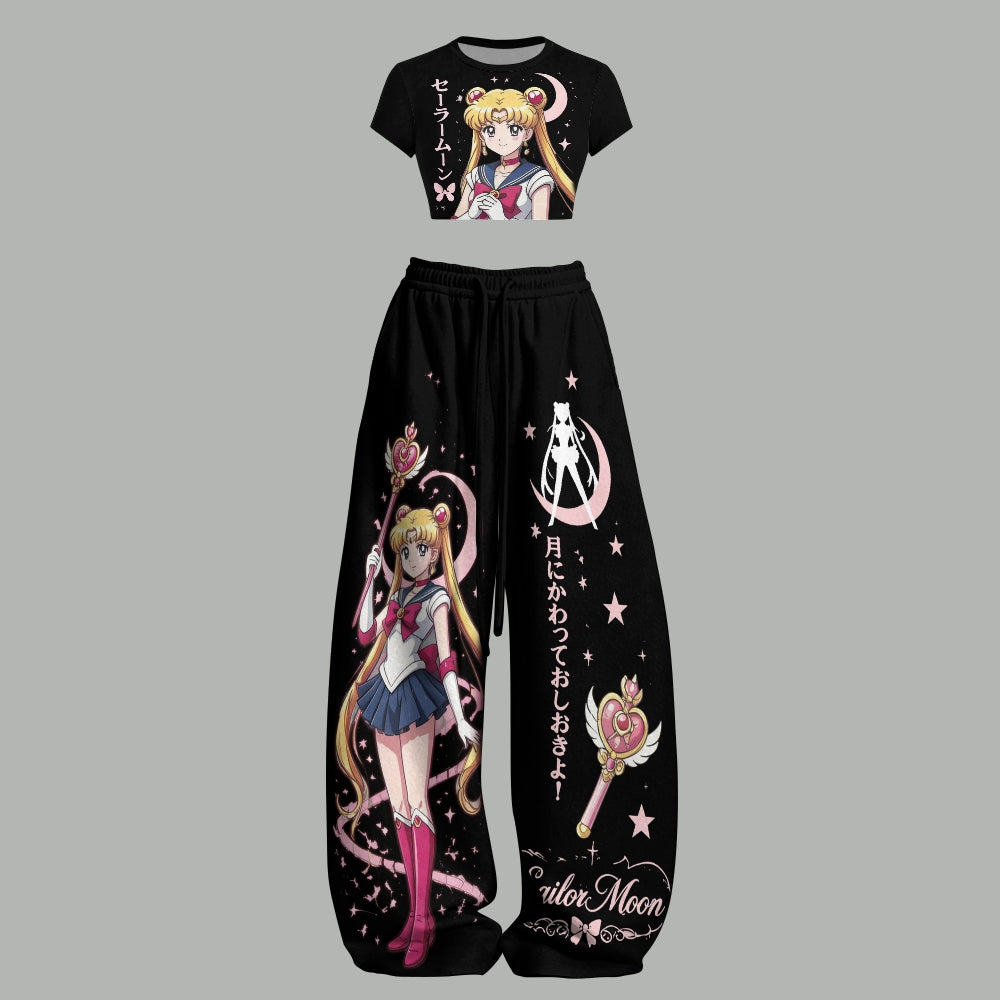 Animescollection Sailor Moon Women T-Shirt  & Elasticated Trousers Two-Piece Set
