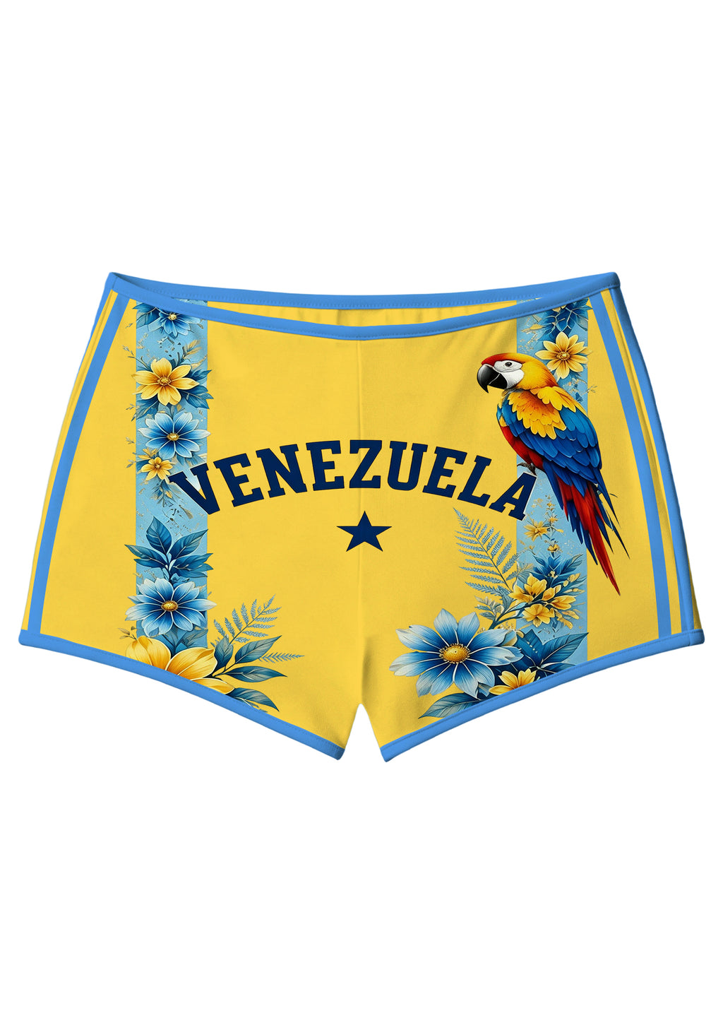 Venezuela Macaw Floral Yellow Booty Shorts