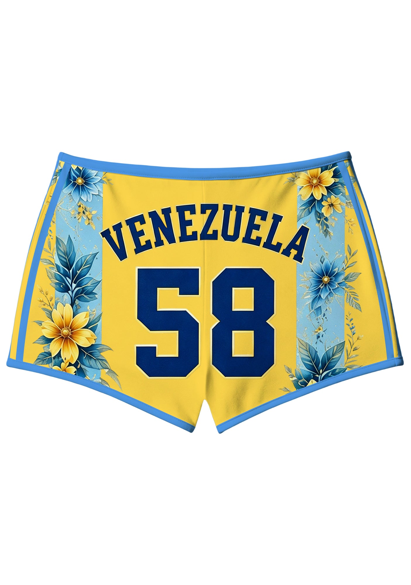 Venezuela Macaw Floral Yellow Booty Shorts Secondary image