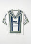 Boho Seahawks Border Floral V-Neck Blouse