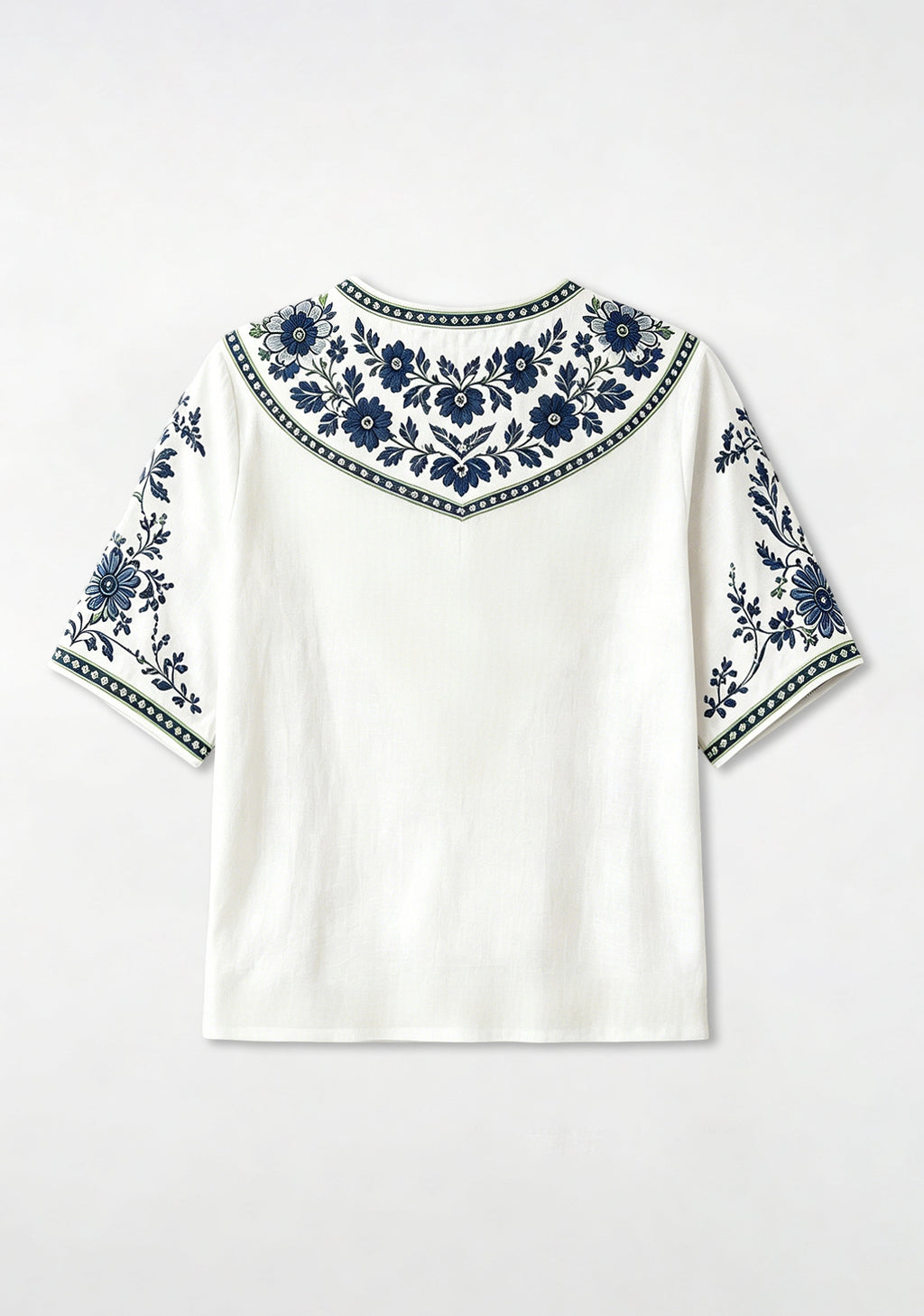 Boho Seahawks Border Floral V-Neck Blouse