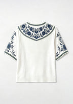 Boho Seahawks Border Floral V-Neck Blouse