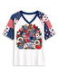 Women's New England Patriots Patchwork Sleeve V-Neck Raglan T-Shirt