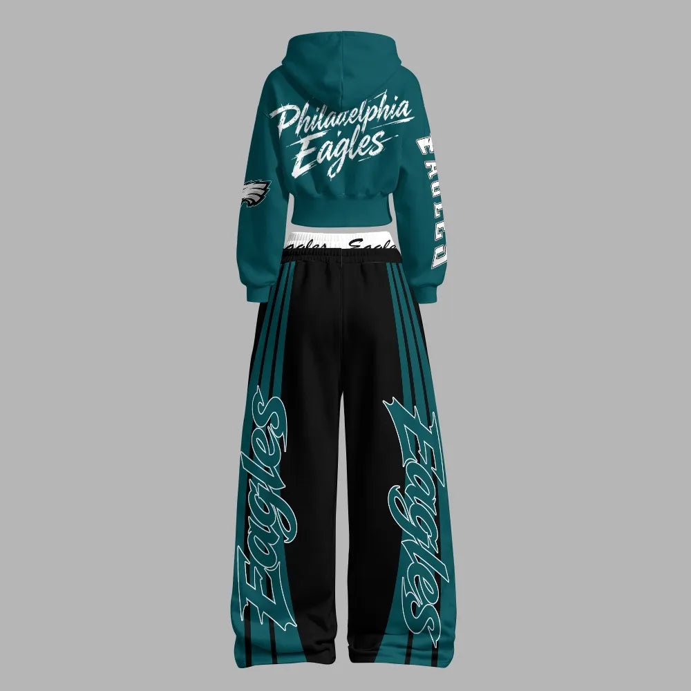 Philadelphia Eagles Zip-up hooded jacket and elastic-waist pants set | NFL
