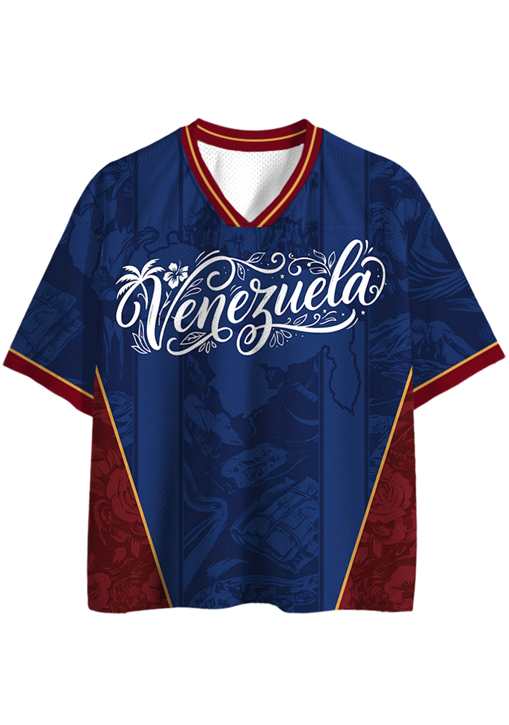 Venezuela Tropical Landscape Script Mesh Jersey Shirts