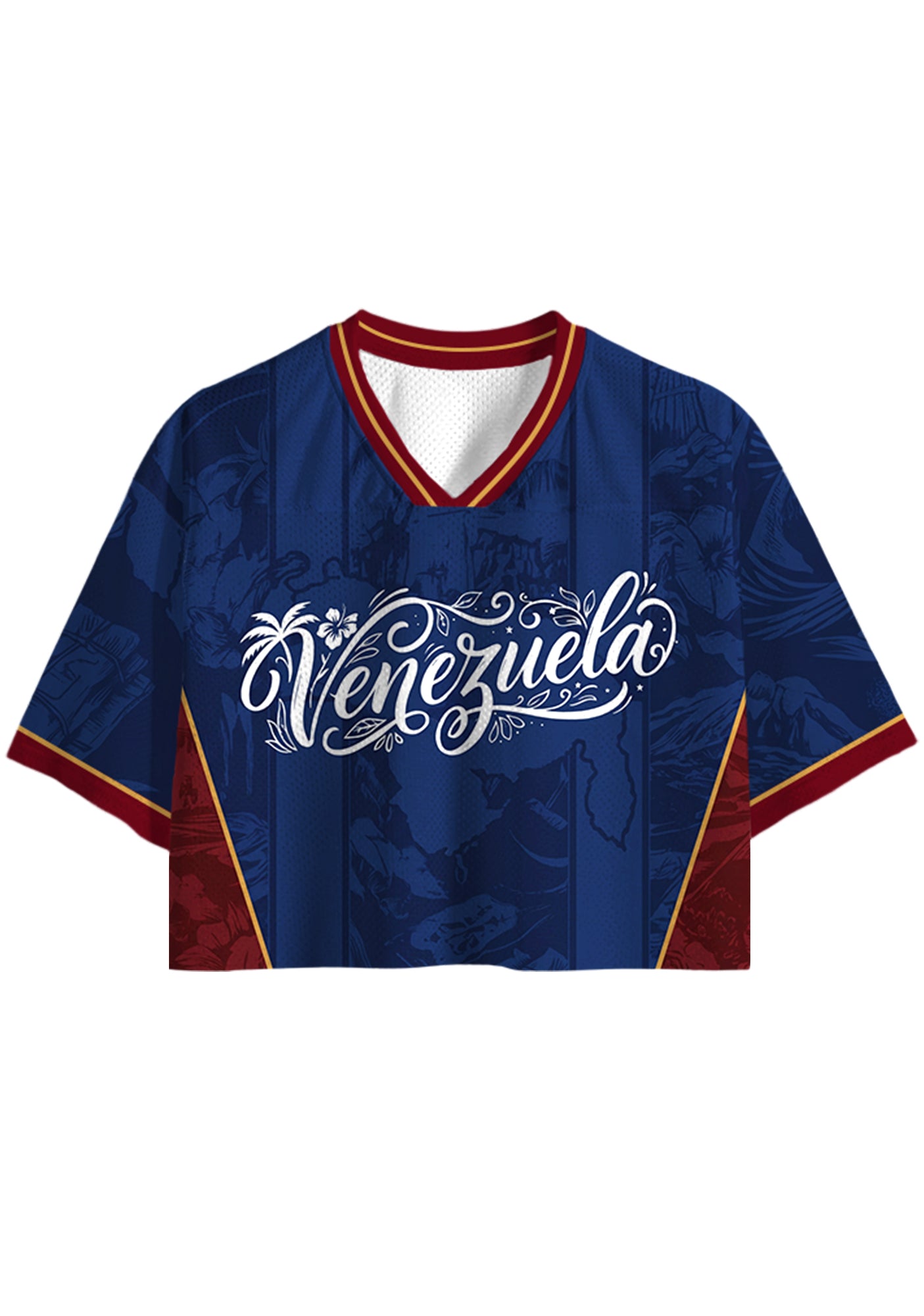 Venezuela Tropical Landscape Script Cropped Jersey Shirt Main image