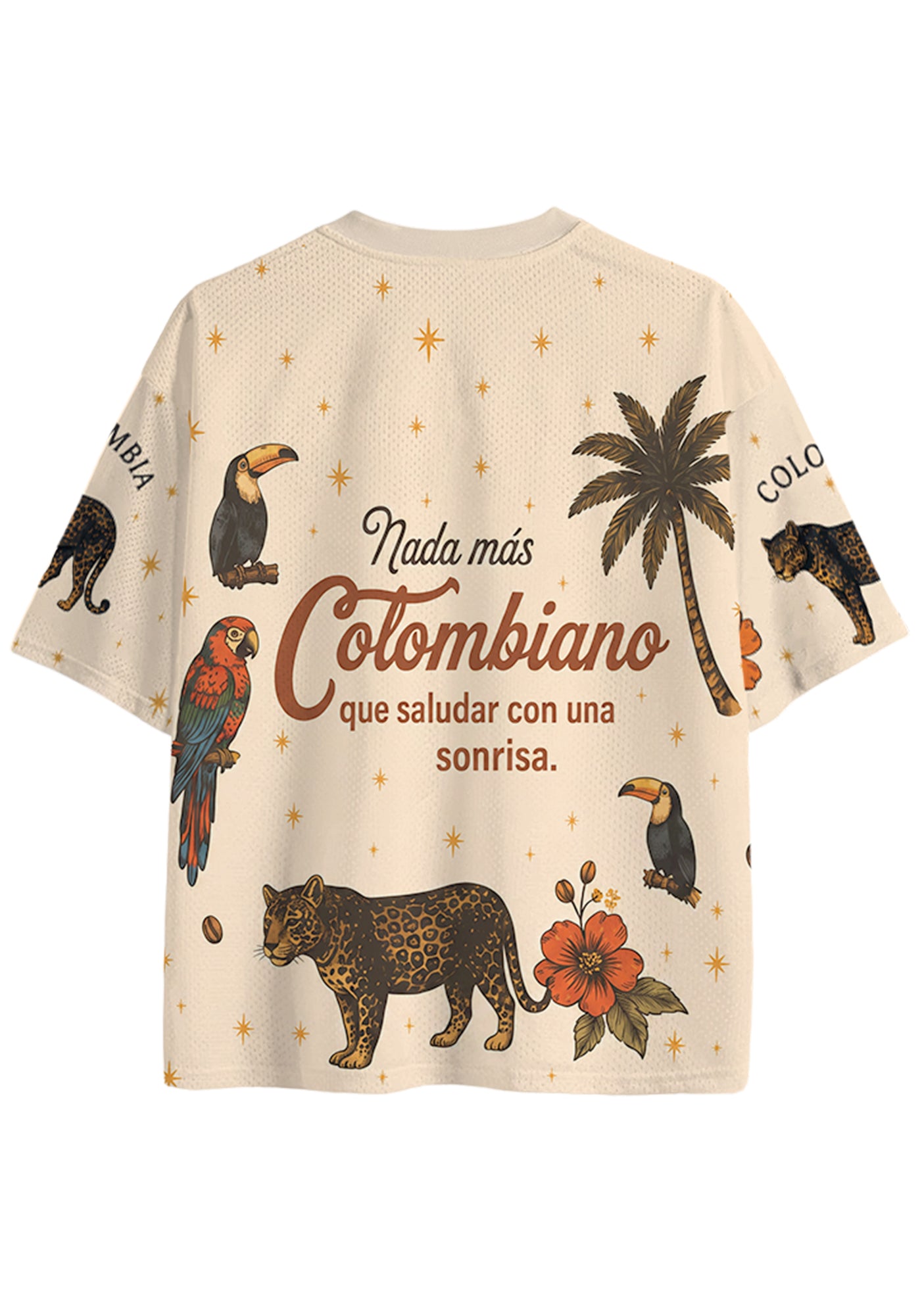 Colombia‑Inspired Tropical Wildlife Print Mesh Jersey Shirts Secondary image