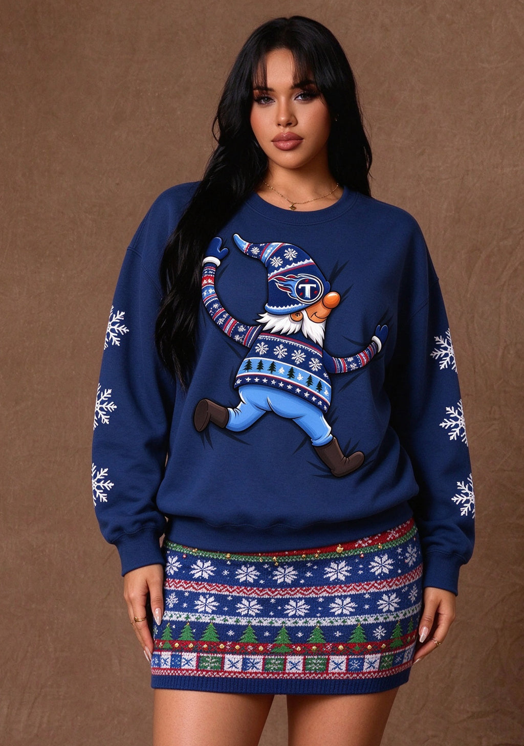 Women's Tennessee Titans Christmas Gnome Crewneck Sweatshirt
