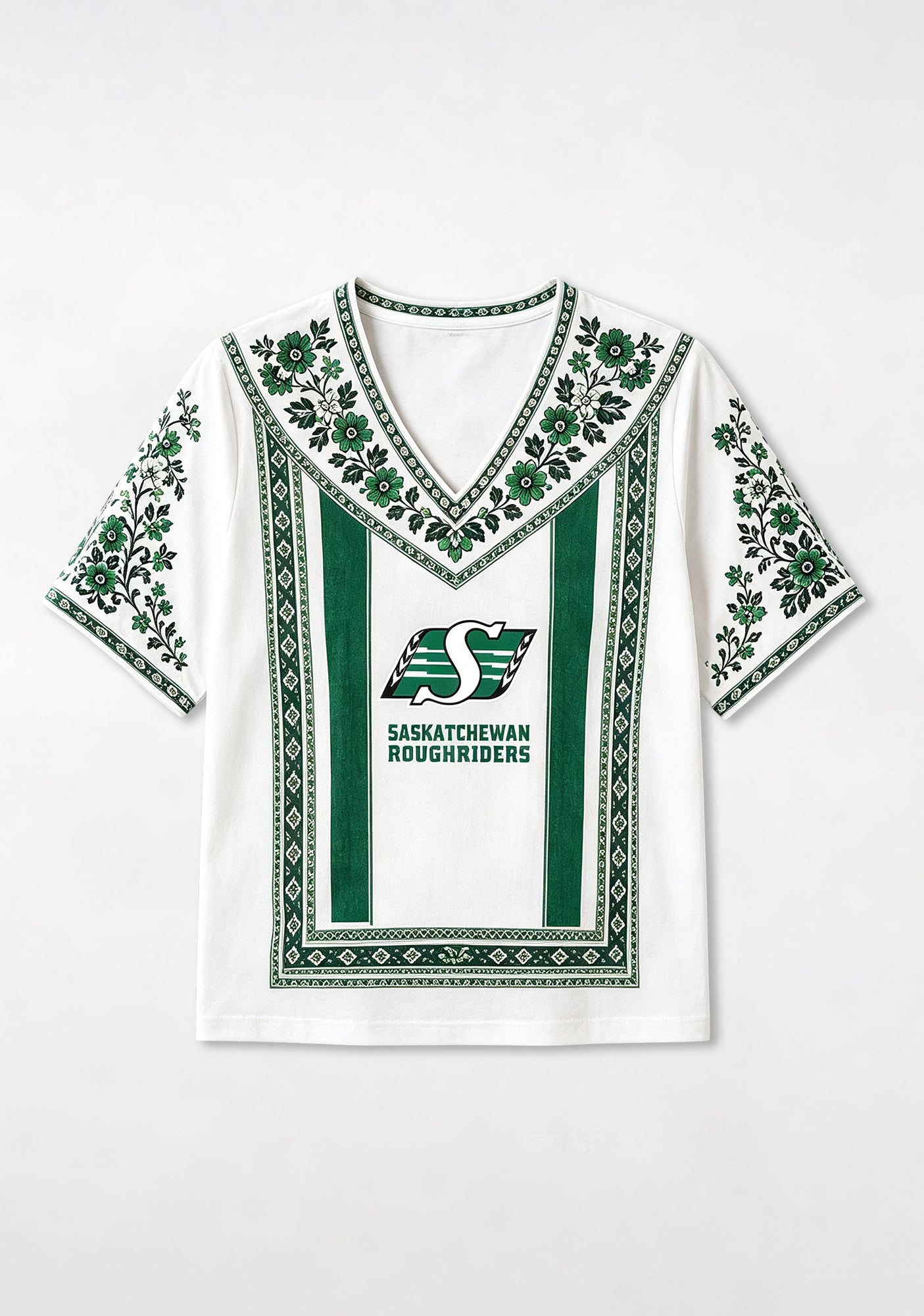 Boho Saskatchewan Roughriders Floral V-Neck Blouse Secondary image
