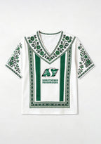 Boho Saskatchewan Roughriders Floral V-Neck Blouse