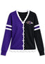 Women's Baltimore Ravens Color Block Scalloped Trim V-Neck Button Cardigan