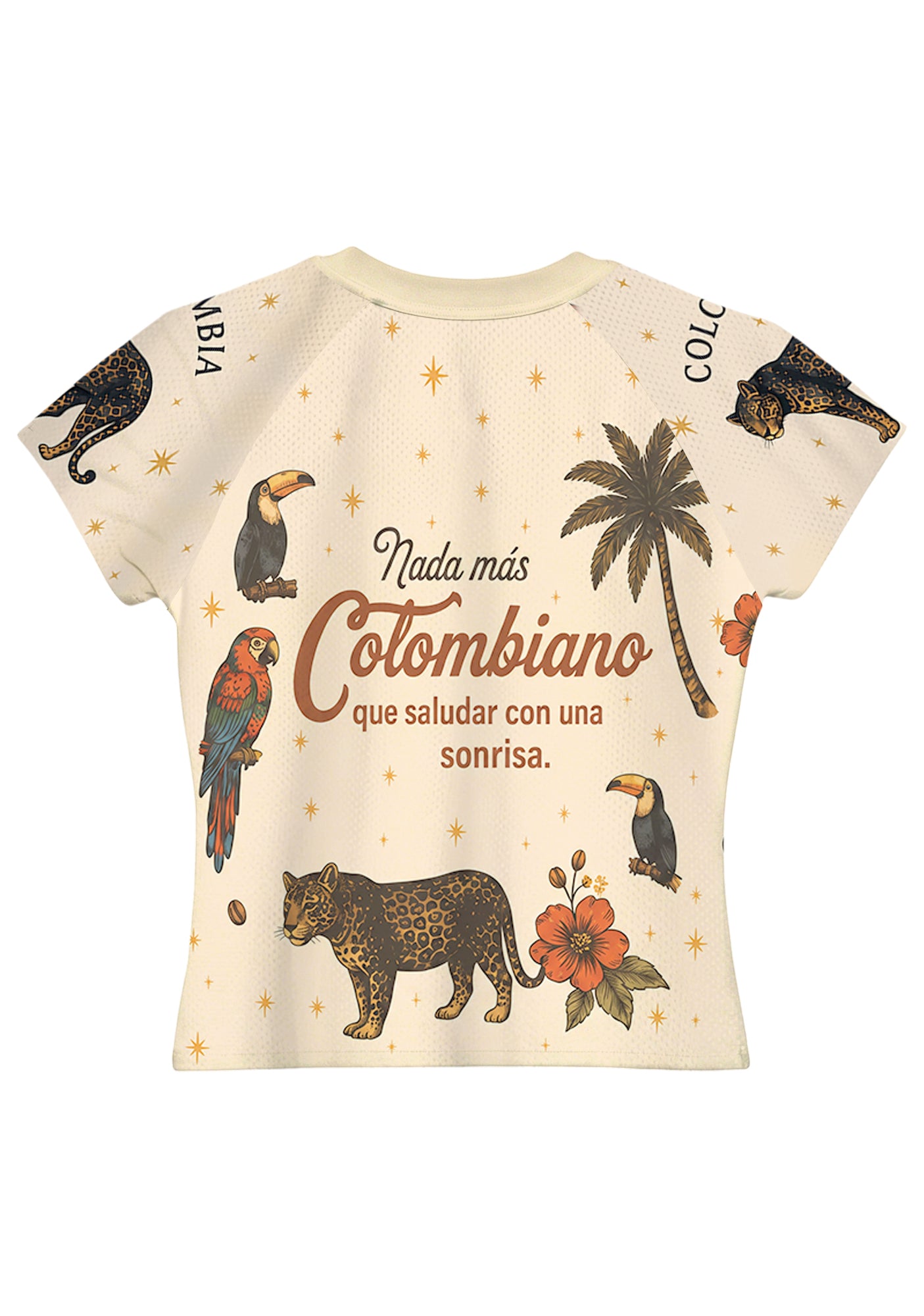 Colombia‑Inspired Tropical Wildlife Print Baby Tee Secondary image