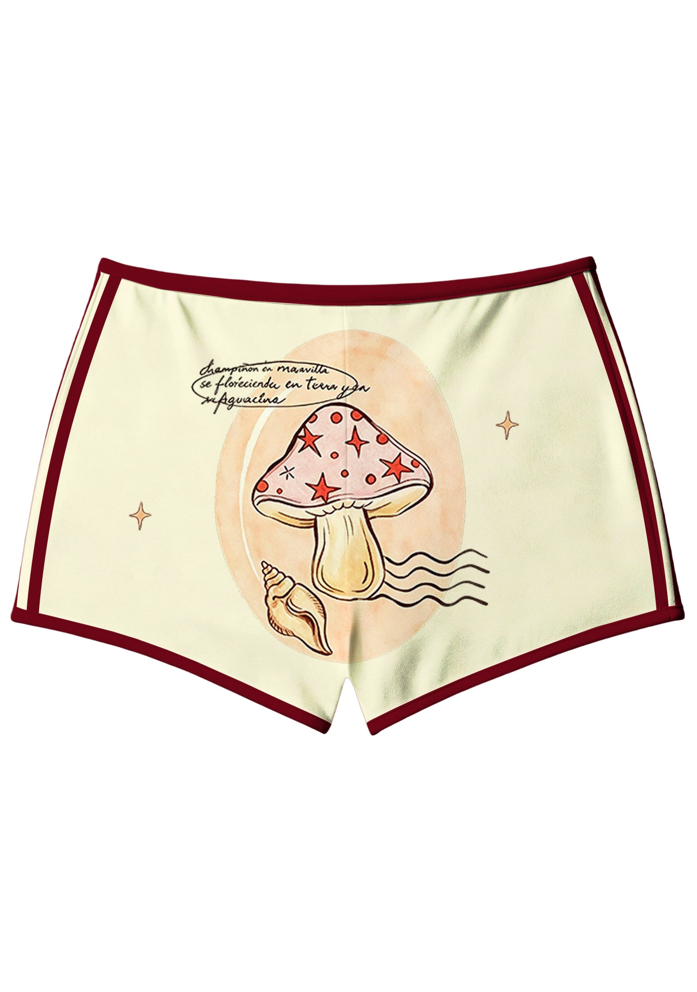 Fairy‑Core Mushroom Doodle Booty Shorts