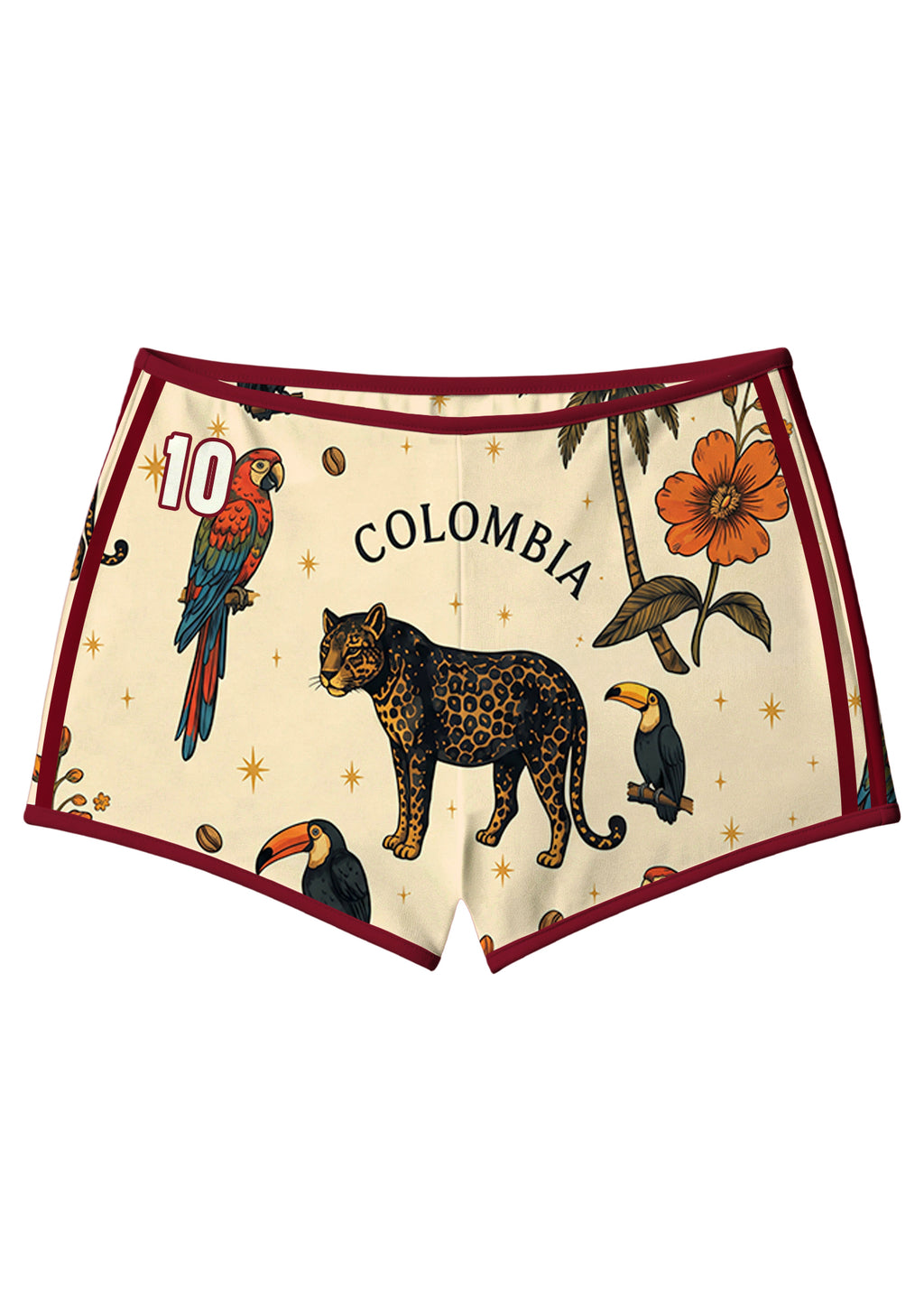 Colombia‑Inspired Tropical Wildlife Booty Shorts