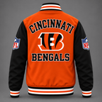 Cincinnati Bengals Orange & Black Color Block Varsity Jacket