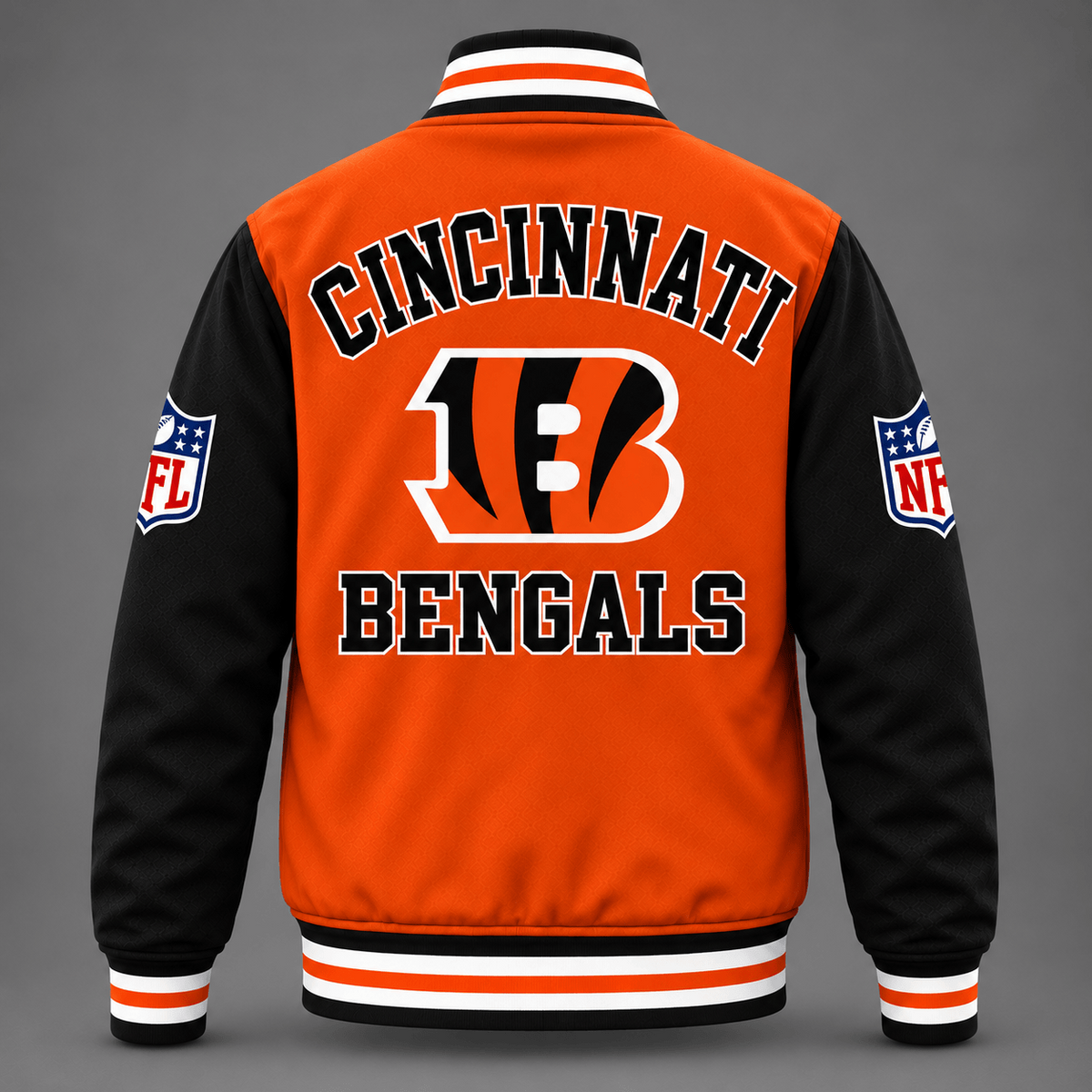 Cincinnati Bengals Orange & Black Color Block Varsity Jacket