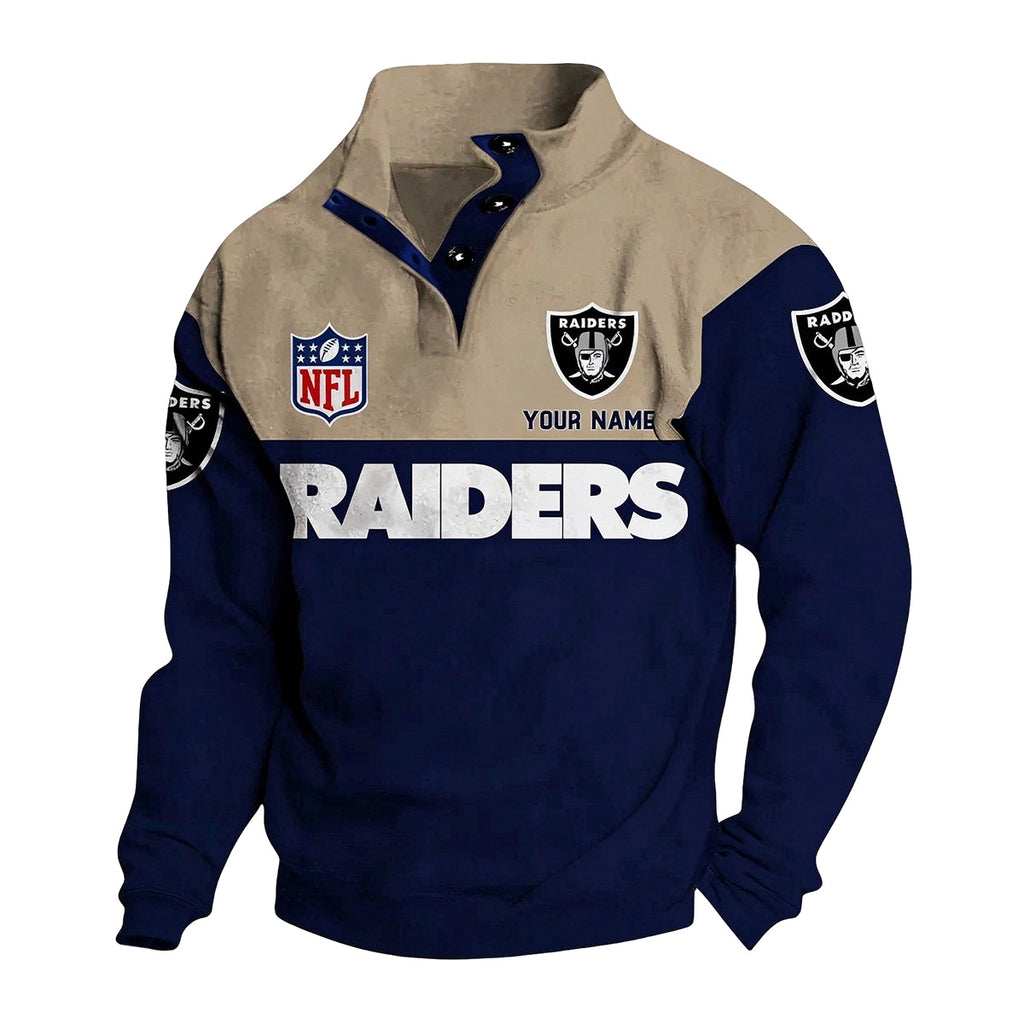 Men's Las Vegas Raiders Button Mock Neck Sweatshirt