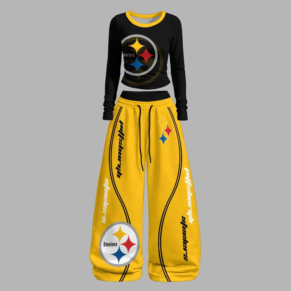 Pittsburgh Steelers Long-Sleeved Double-Layer Stretch Pants Set | NFL Main image
